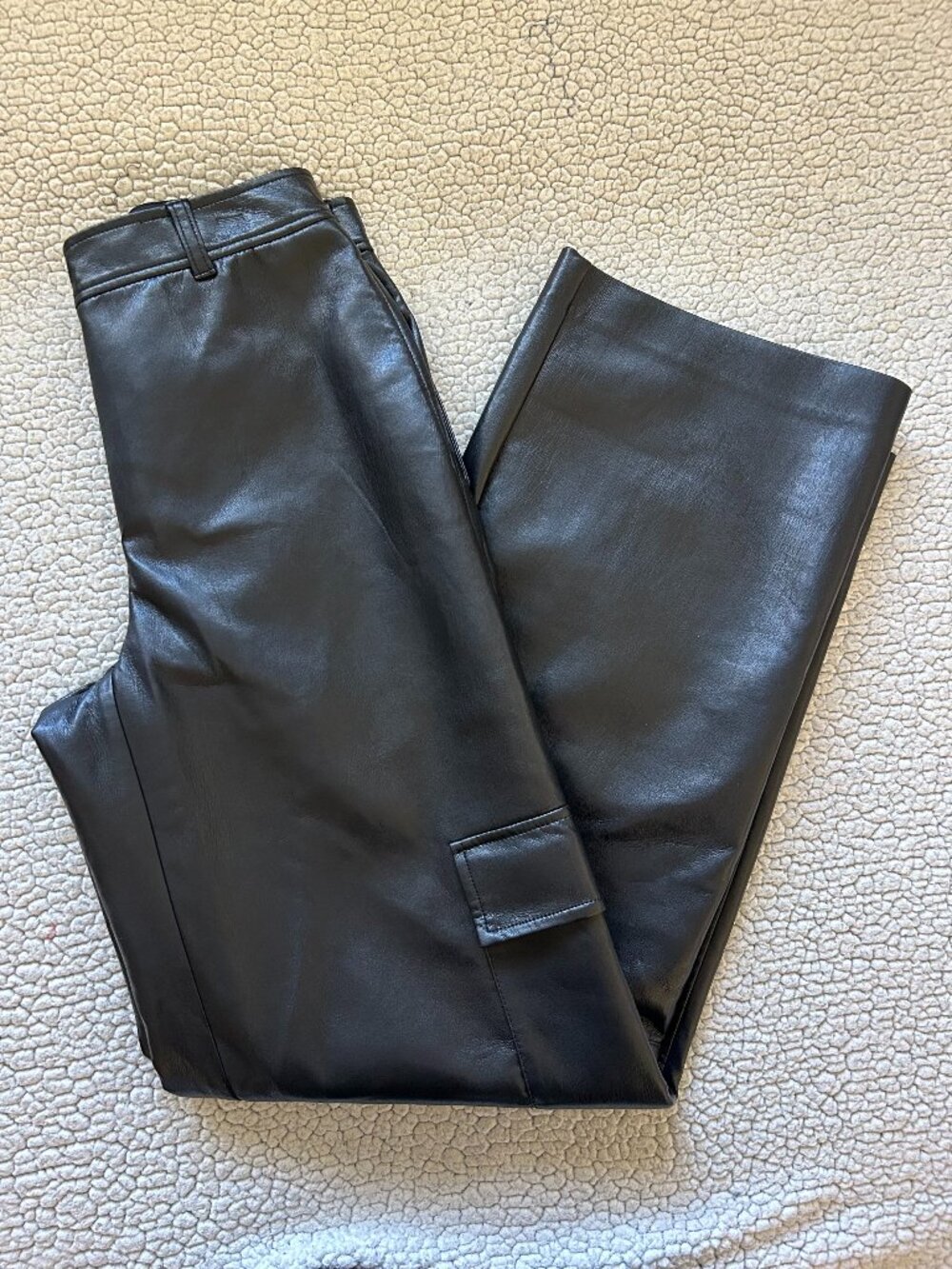 Babaton -- aritzia black 'leather' flare cargo pants